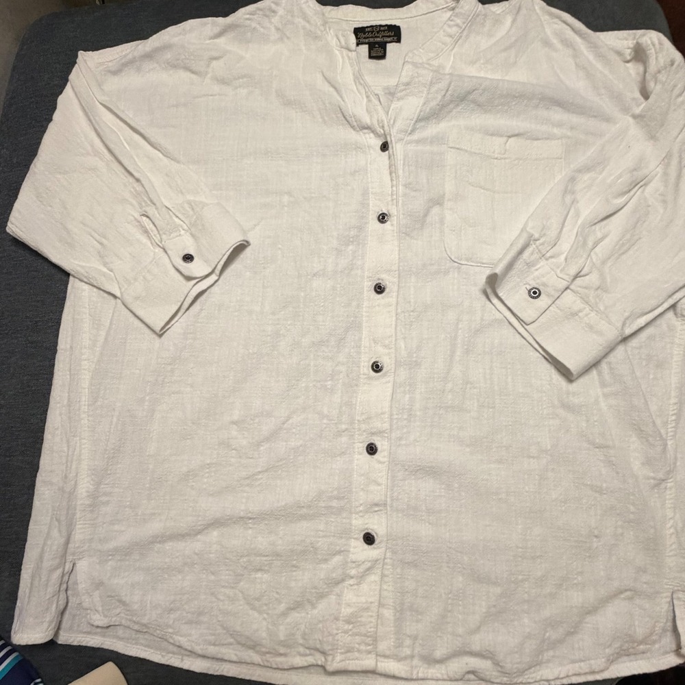 Noble Outfitters White Cotton Gauze Button Down Shirt XL Western Relaxed Top